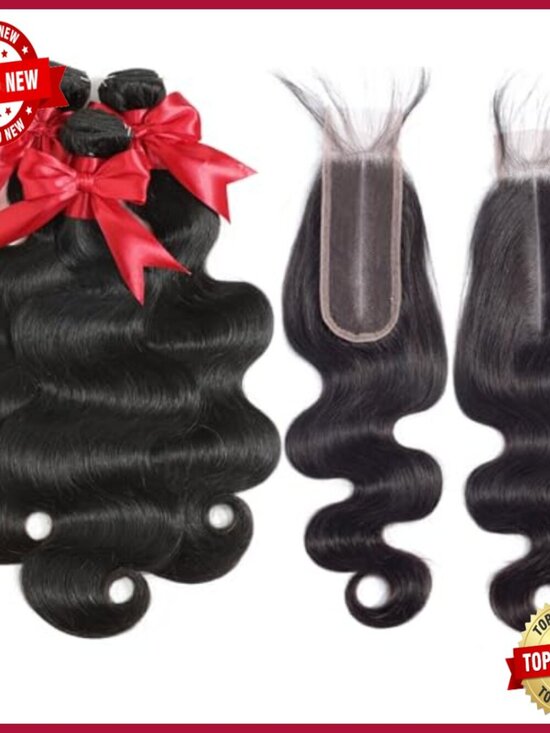 Brazilian Body Wave Human Hair Extensions 3 Bundles with HD Lace Closure main image 4
